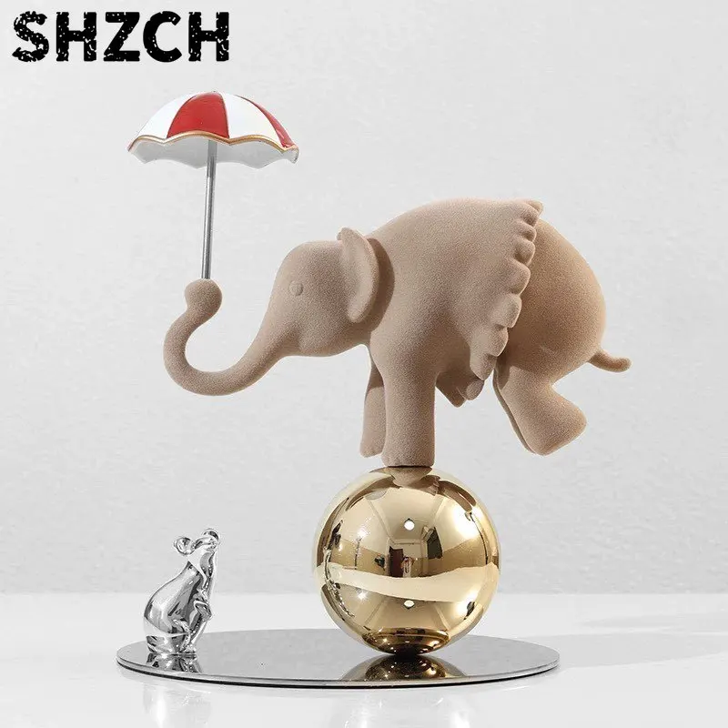 luxury room decorations cartoon animal statues circus elephants cartoon animal ornaments living room decorations gifts
