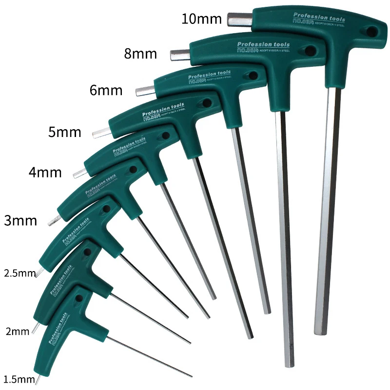 Socket T-Handle Screws Hardware Hex Wrench Hand Tools Allen Key Screws Screwdriver Driver Repair Tools 1.5mm-10mm Wrenches Set