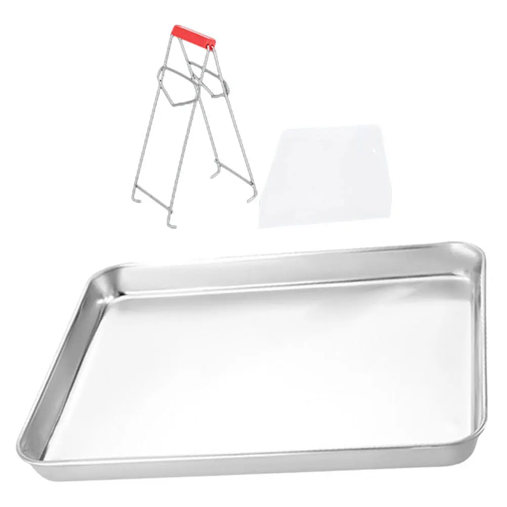 

1 Set Stainless Steel Rectangular Tray Flat Bottom Pan For Steaming Rice Rolls Baking Cooling Jelly Large Capacity Oven Dish