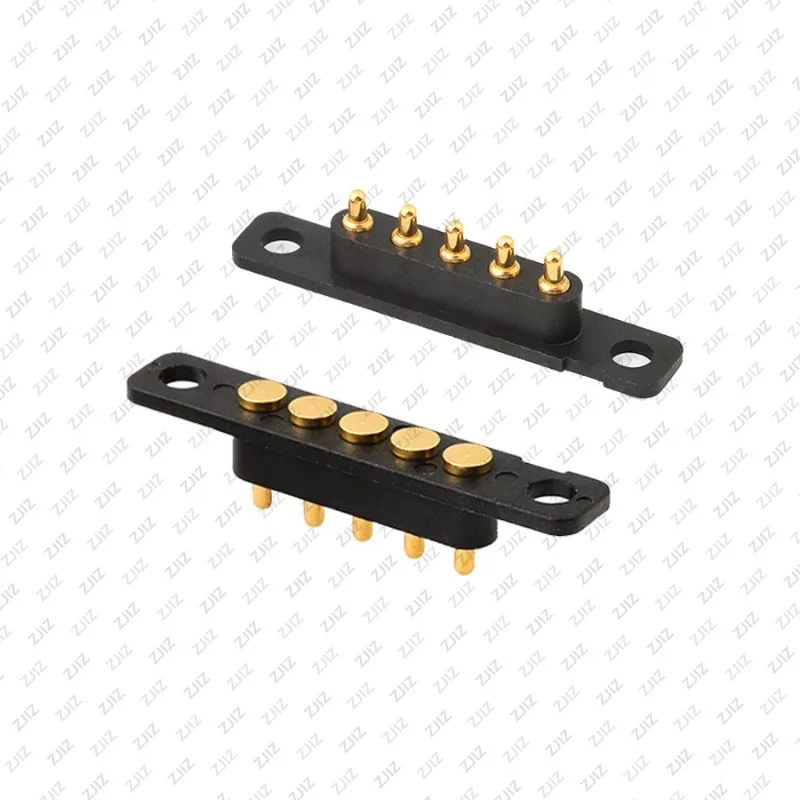 POGOPIN ตัวเชื่อมต่อปลอกนิ้วสปริง, แถวเดียว 5P ตัวเชื่อมต่อการชาร์จคีย์บอร์ดโพรบชุบทองกระแสสูง