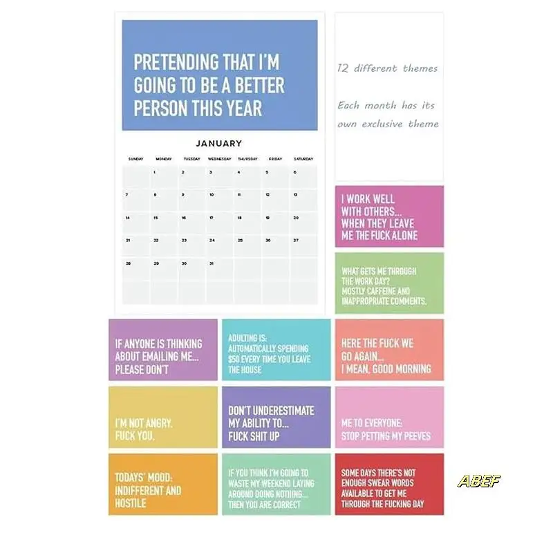 3 шт. взрослый жесткий календарь на 2024 год, ежемесячный вдохновляющий настенный календарь на 2024 год для взрослых, планировщики для офисного календаря, прочный