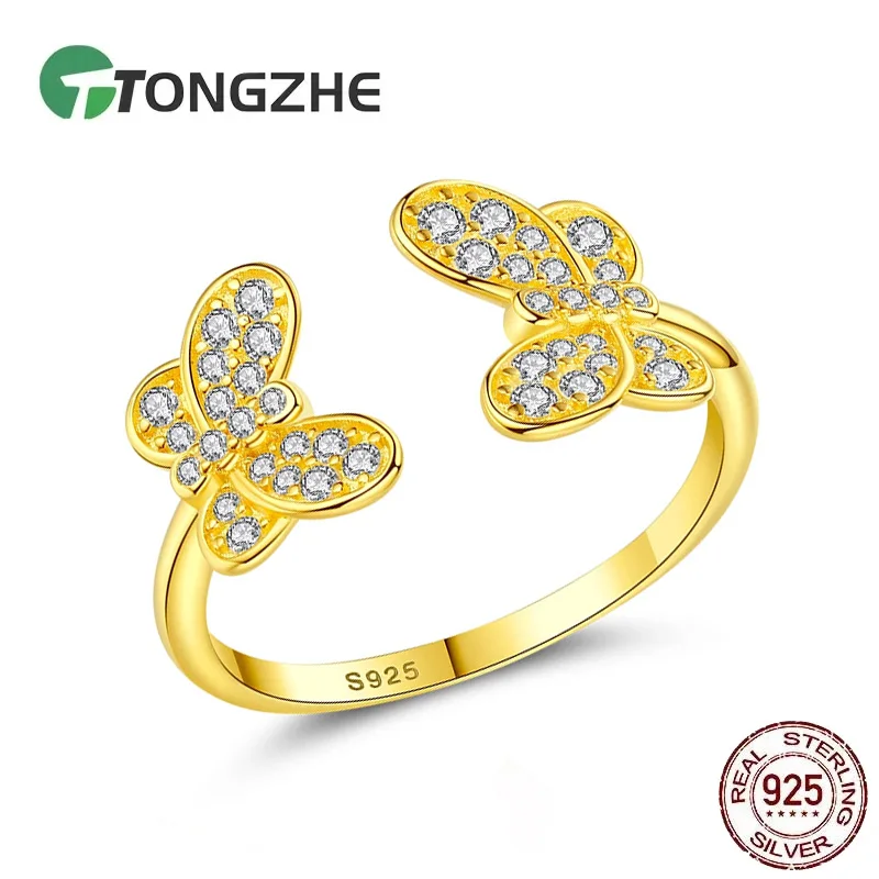 

TONGZHE милые кольца из стерлингового серебра 925 пробы с бабочкой для женщин, женские свадебные обручальные кольца с животными, модные украшения