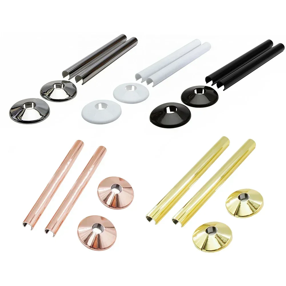 2pcs Pipes Radiator Pipe Covers Sleeve 15mm Collars Cut Fit Bathroom Chrome Home Improvement Plastic Radiator Pipe Covers