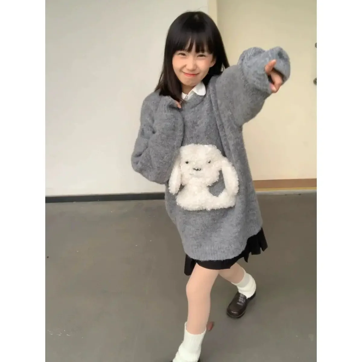 Gagaok Korean Style Cute Sweater Women Autumn Winter New Cartoon Puppy Pullover Knitted Top Round Neck Casual Pull Femme