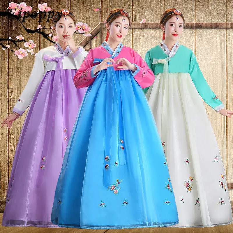 Vestido de dança hanbok para mulheres, traje nacional para meninas, vestido coreano, performance étnica ou minoritária