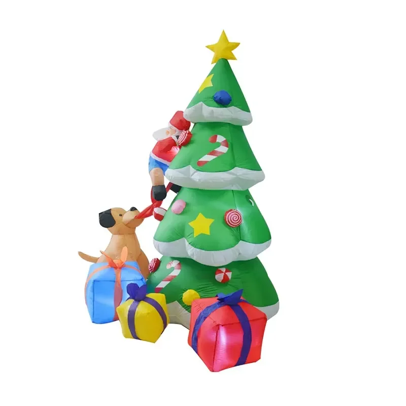 Christmas Inflatable Santa Claus Decoration with Internal LED Lights Handmade Plush Doll Festive Holiday Ornament for Home