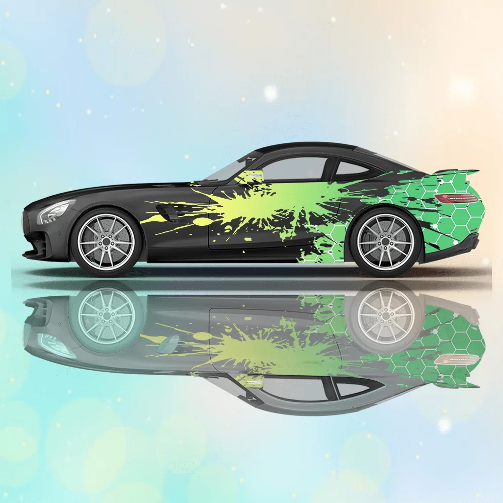 

Hexagonal Honeycomb Splash Car Sticker Full Body Decal Decoration Scratches Protect Car Sticker Waterproof Car Vinyl Wraps