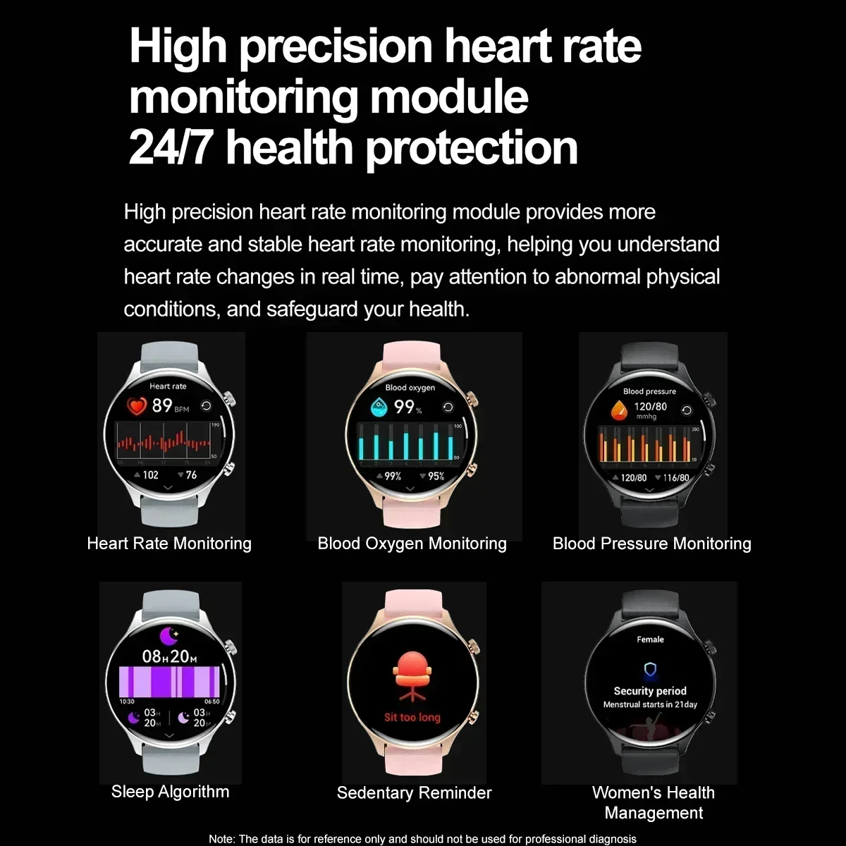 ساعة ذكية KPEP مقاس 1.75 بوصة AMOLED HR/SpO2/مراقبة صحة النوم اتصال لاسلكي IP68 جهاز تعقب للياقة البدنية الرياضي المتعدد للرجال والنساء