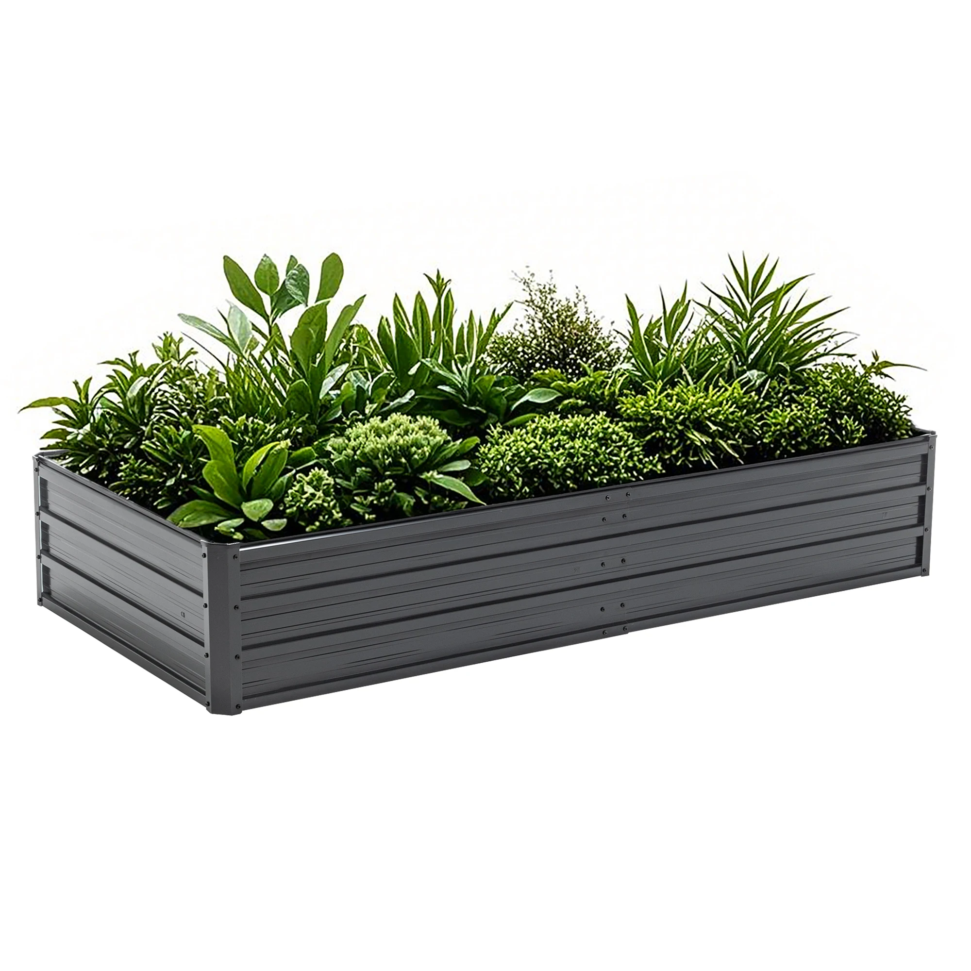 

6x3x1 FT Outdoor Metal Raised Garden Bed Reinforced Galvanized Rustproof Steel Planter Boxes for Vegetables & Growing Flowers