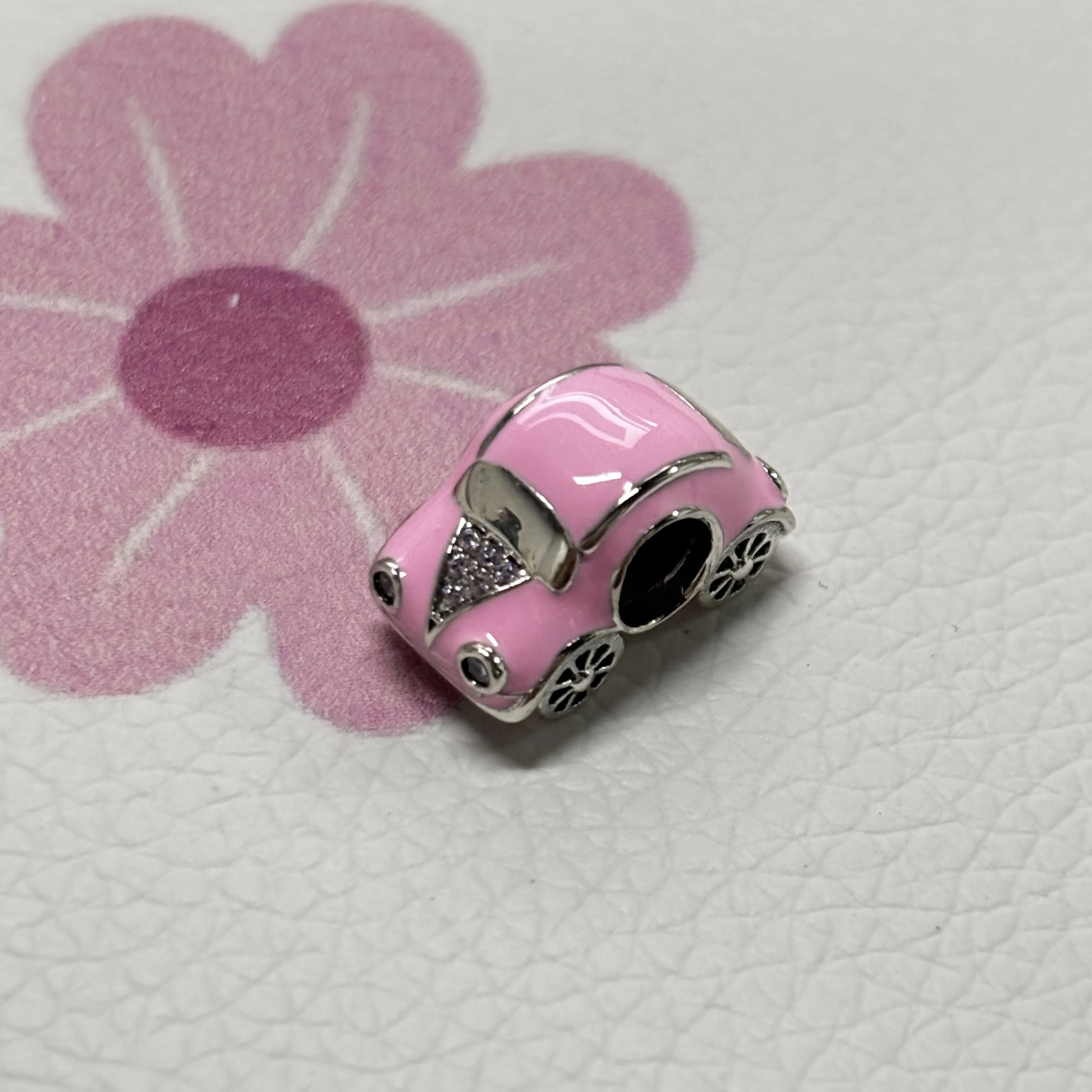 Abalorio de Robot con cuentas de coche para mujer, colgante rosa de Plata de Ley 925, compatible con Pulsera Original, joyería de moda DIY, regalo de amor elegante