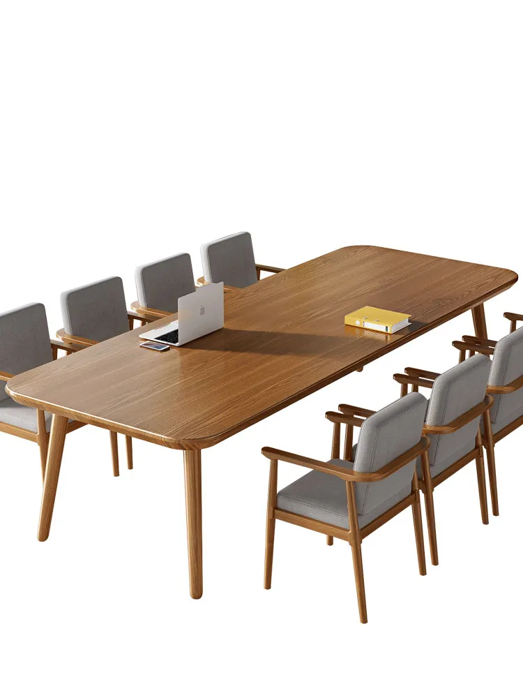 Solid wood conference long  simple small meeting room negotiation table and chair combination