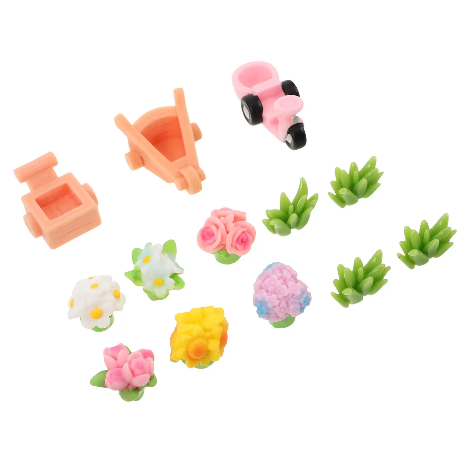 

22Pcs Mini Artificial Flower Bouquet Mini Resin Plants Realistic Tiny Flowers for Home Office Cake Decoration Micro Landscape