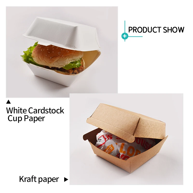 Customized productSenAng Custom Printing Food Grade Paper Burger Box Disposable Hamburger Packaging