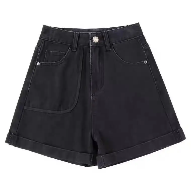 Pantaloncini da donna Y2K Trendy Millennium a vita bassa Hot Girl Slim Fit Denim Catena Bottone in metallo Strass lucido Party Club Night