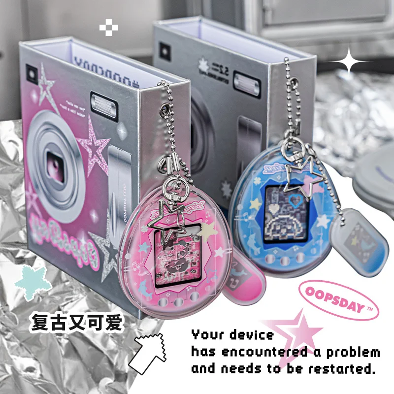 

Creative 1 Inch Retro Photocard Holder Acrylic Keychain Card Display Case Sweet Y2K Family Picture Cover Stationery