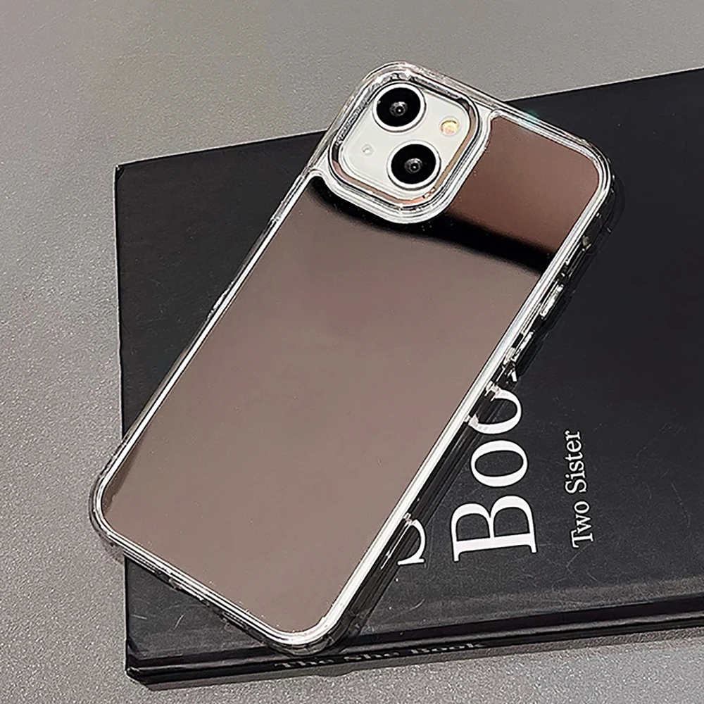 Silver Golden Mirror Shockproof Case for iPhone 15 16 14 13 12 Pro Max 11 X XR XSMax Electroplating Soft Clear Back Cover Fundas