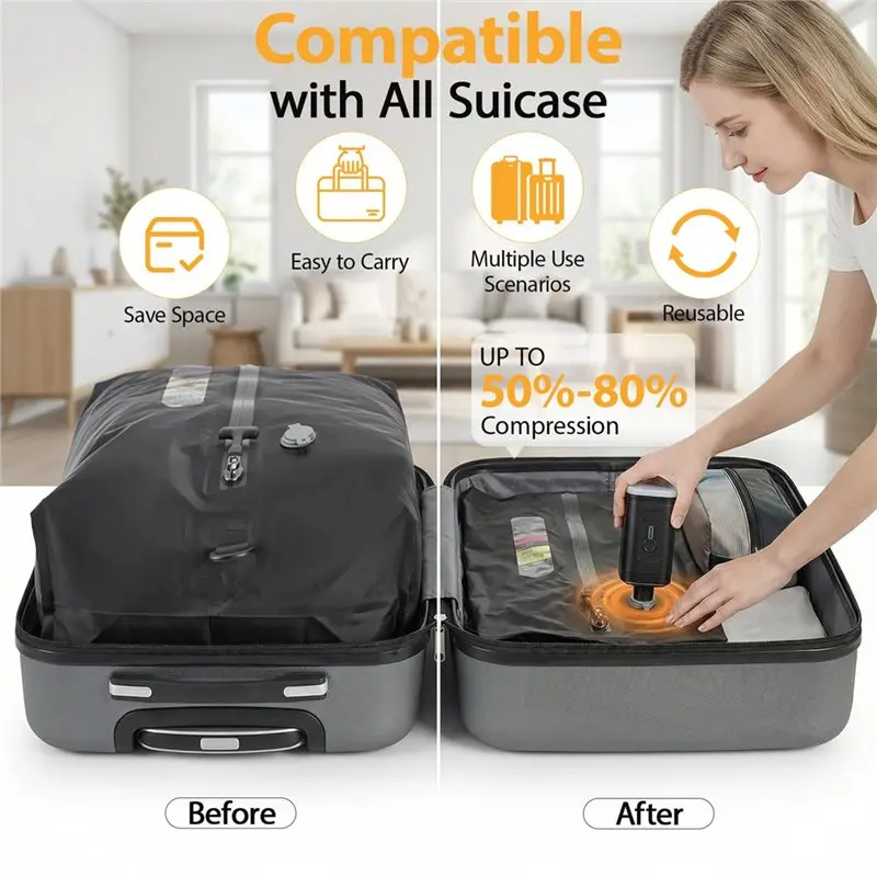ABKW-Vacuum Compression Bags,28L Multisize Sealing Storage Solution For Travel Clothes