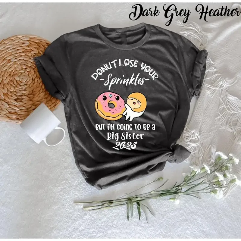 Big Sister 2025 Schwangerschafts-Enthüllungs-T-Shirt Donut Baby Ankündigung Ich werde ein süßes Geschwisterkind