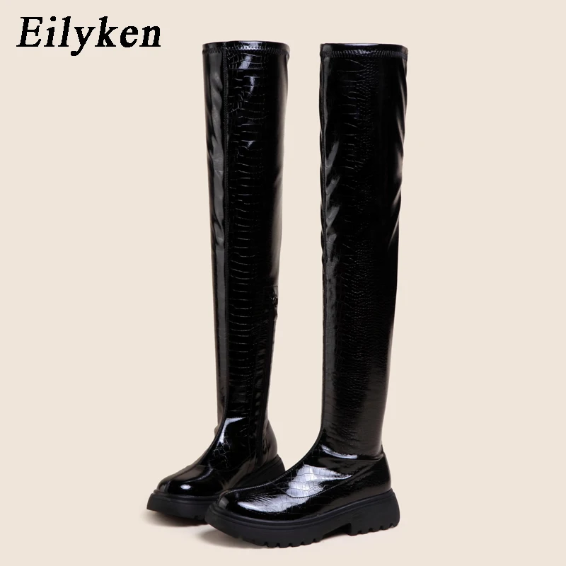 Eilyken Cosy Soft Leather Zipper Woman Over-the-Knee Boots High Quality  Chunky Low Heels Modern LONG Winter Autumn Booties