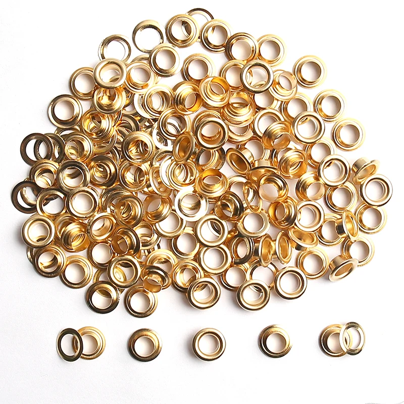 Golden 3mm-20mm 100sets Brass Eyelets with Washer Leather Grommet Round Eye Rings For Shoes Bag Belt Hat Curtain Scrapbooking