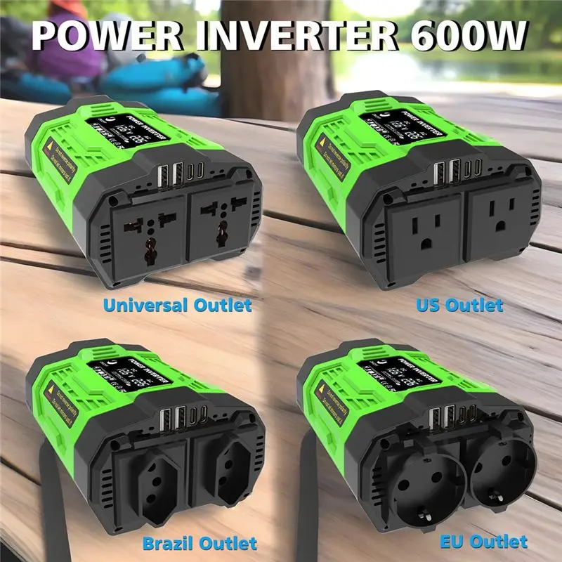 Reliable-Car Inverter 600W 12V 220V DC AC Digital Display Portable Converter EU Power Plug EU PLUG