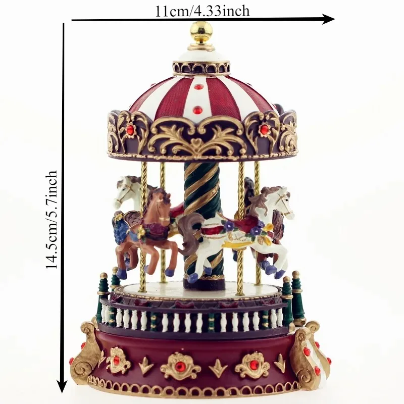 1PC 18-tone Sky City Rotating Music Box Carousel Christmas Gift Birthday Gift Creative Resin Crafts