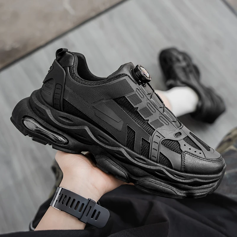 

Casual Sports Shoes for Men Large-sized Mesh Breathable Laced Shock-absorbing and Cushioning Outdoor Running Shoes