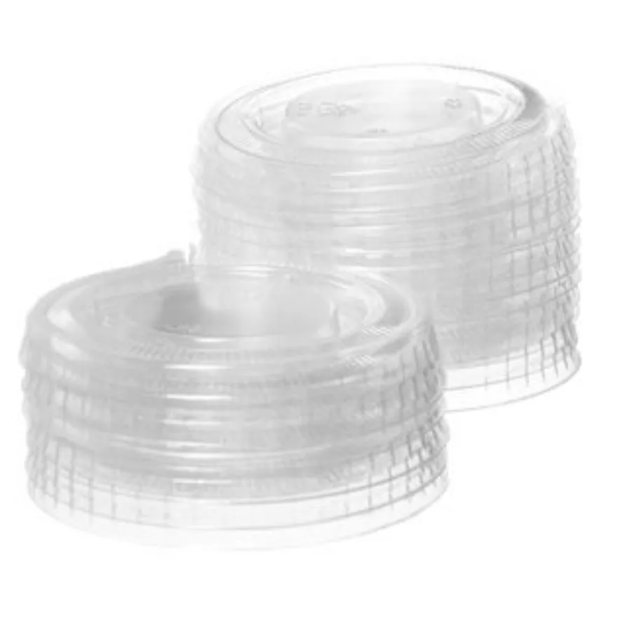 

Crystalware, Disposable Plastic Portion Cup Lids, Fits Portion Cups Sizes 1.5oz to 2 oz, 100 Lids Clear Medium