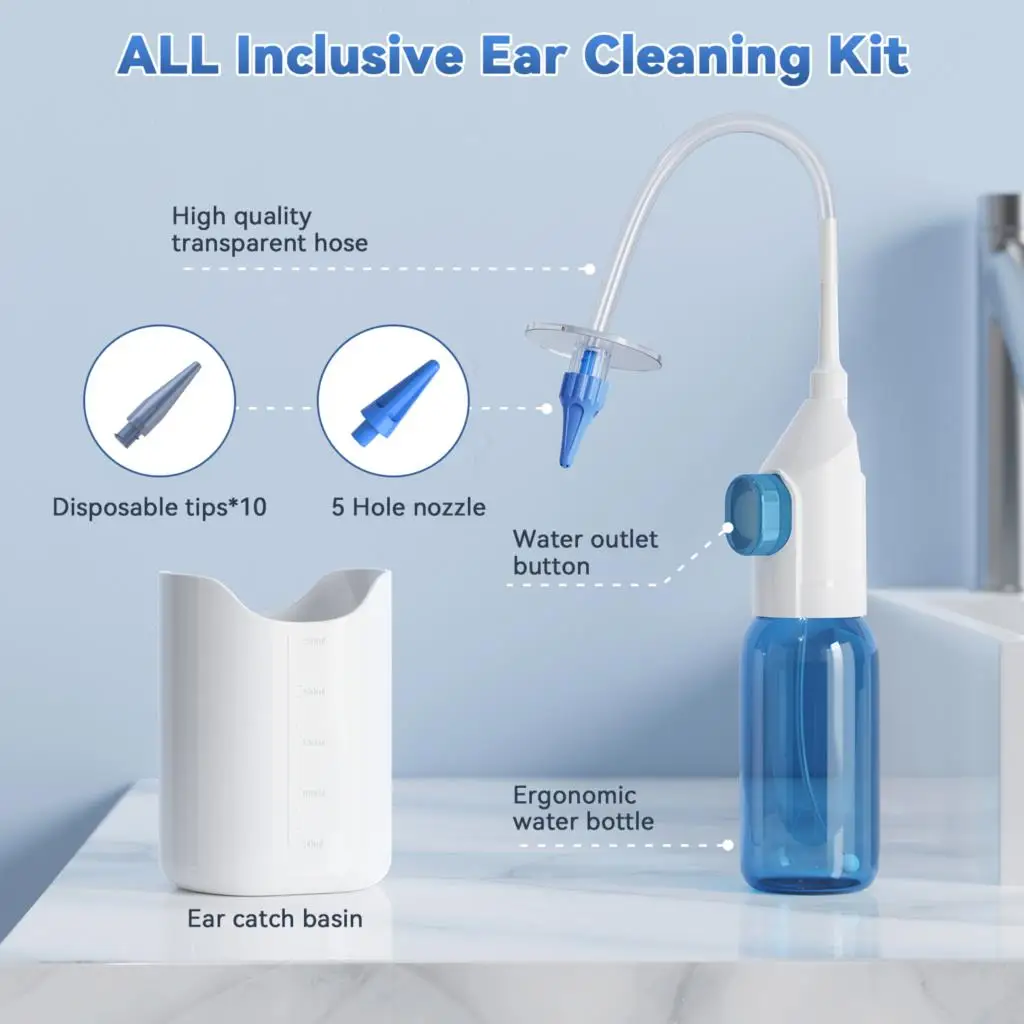 Ear Wax Removal Tool Manual Ear Irrigation Flushing System Safe and Effective Ear Cleaner for Adults Kids Cleaning Washer Kit