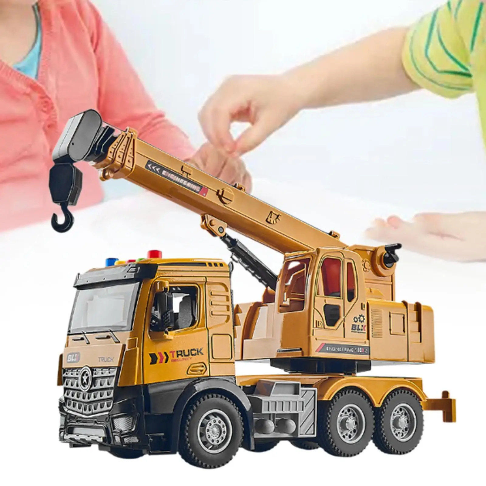 Crane Truck Toy Flexible Joints Simulation Birthday Gift Realistic Pretend Play Crane Toy Trucks for Boys Ages 3-7 Toddlers Kids