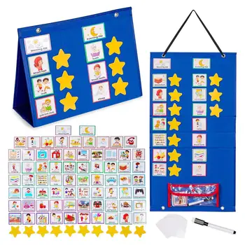 Kids Visual Schedule Calendar Wall Daily Planner Charts Routine Daily Calendar for Child Girls Boys Ages 3 Years Old and up Kids
