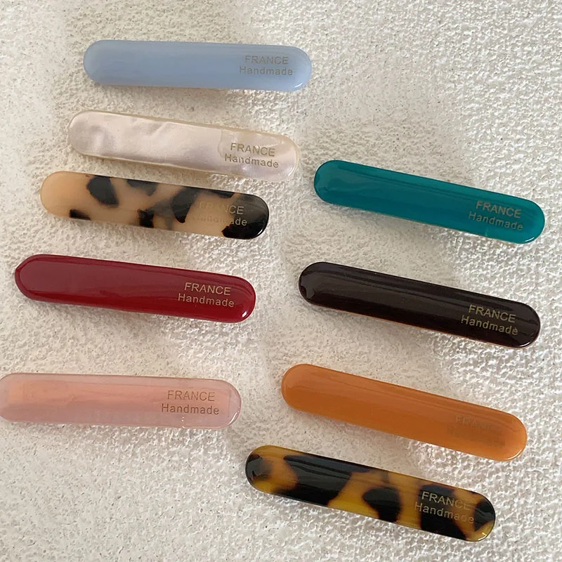 French Style 5.2CM Solid Color Edge Clip Hair Clip Bangs Clip Cute Little Baguette Acetic Acid Duckbill Clip Hair Accessories