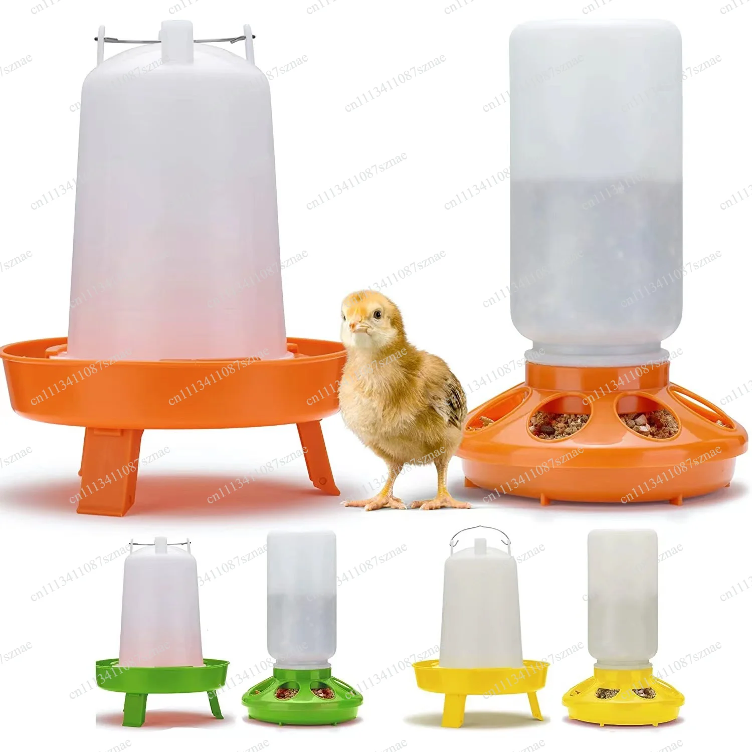 Durable Chick Feeder 1L and Waterer 1.5L with Leg Stand, Poultry Feeding Watering Kit for Small Flocks