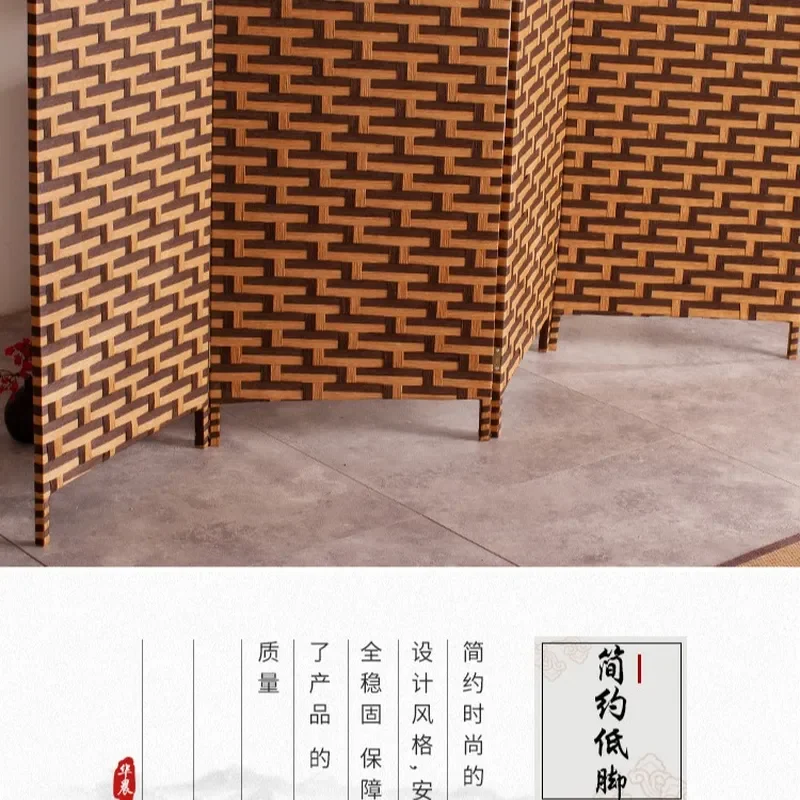 Rattan Screen Antique Straw Handmade Living Room Partition Entrance Folding Screen Dining Room Interior Classical Style