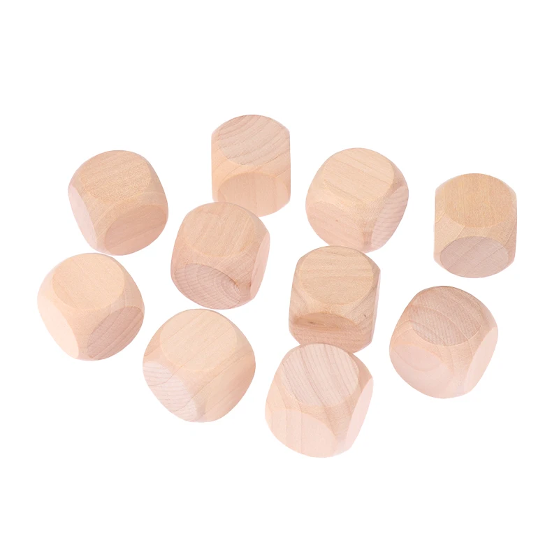 10Pcs 30mm Blank Wood Dice Kid Toys Printing Engraving Write Painting DIY Family Game For Custom Letter Blocks Numbers