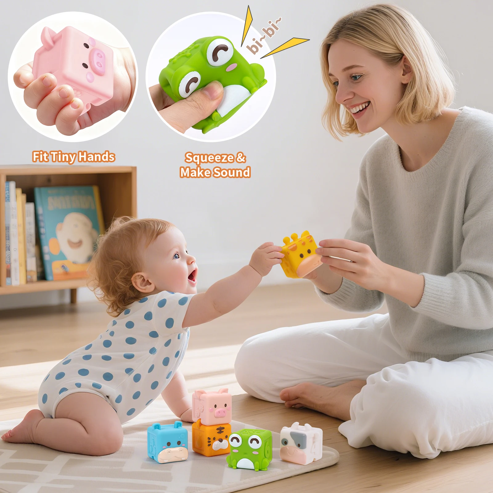 3D Cube Tier Stapeln Spielzeug Baby Weiche Silikon Bausteine Spielzeug Bad Spielzeug Kleinkind Frühe Pädagogische Sensorischen Montessori Spielzeug