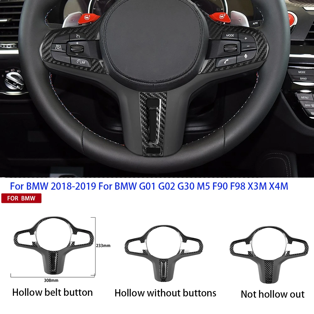 Carbon Fiber Car Steering Wheel Panel Decoration Cover Trim Frame For BMW G01 G02 G30 M5 F90 F98 X3M X4M