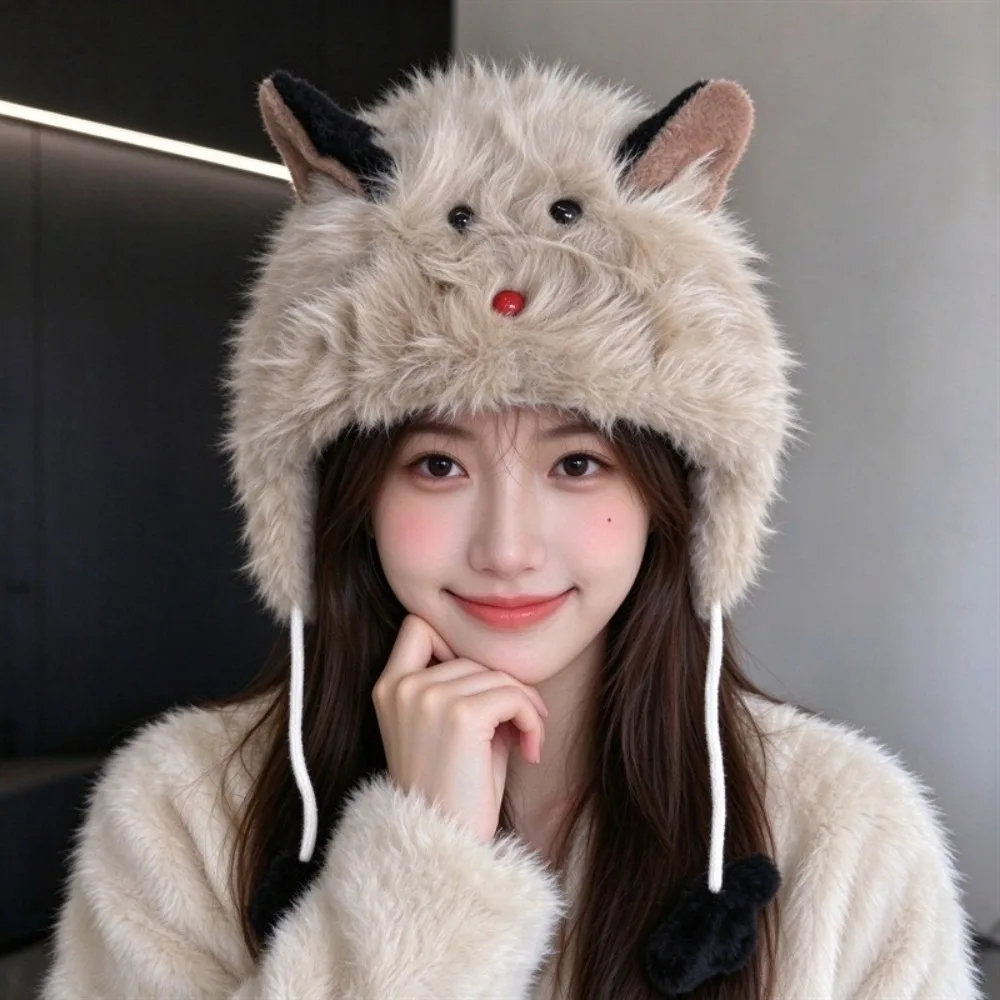 Fashion Warm Winter Hat Ear Protection Windproof Earmuff Hat Versatile Fluffy Beanie for Women