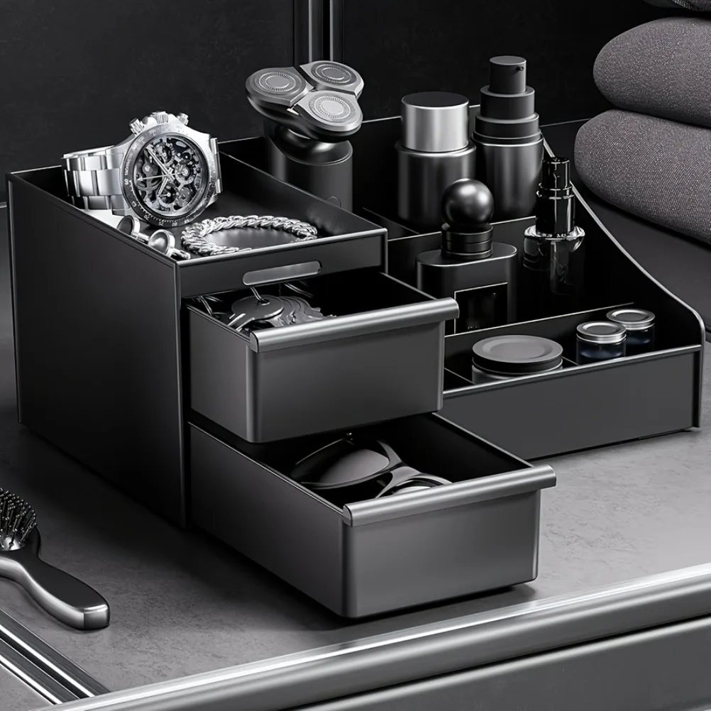 

Men's Plastic Countertop Storage Box Multi-layer Organizer Boxes Storage Rack for Perfume Skin Care Products Skincare Display