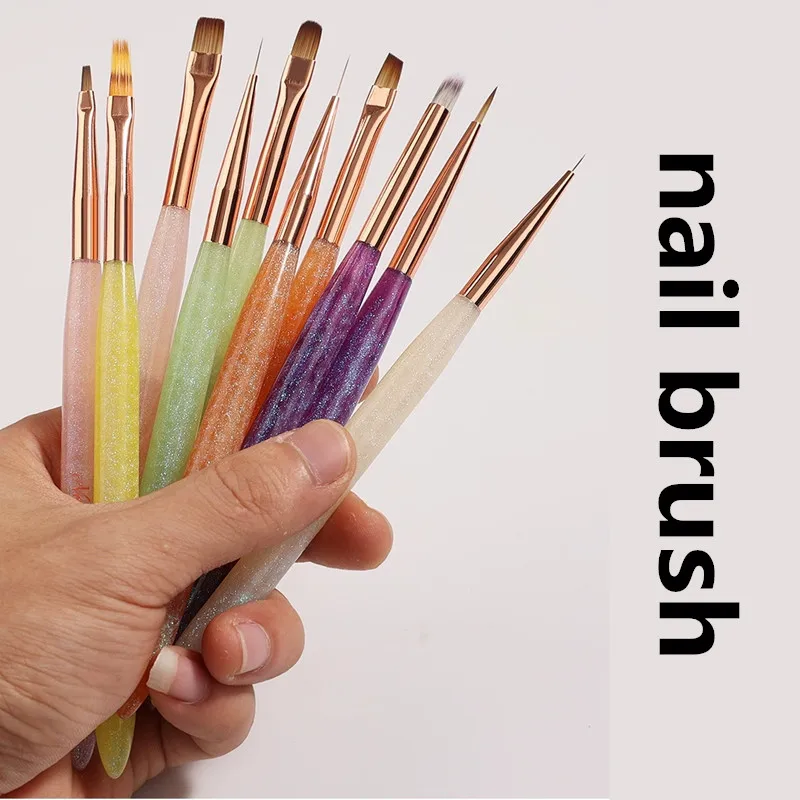 1/12 Uds pincel de uñas colorido cepillo de Gel puntas de dibujo delineador de dibujo pintura pincel acrílico para manicura decoración de pinceles para decoración de uñas