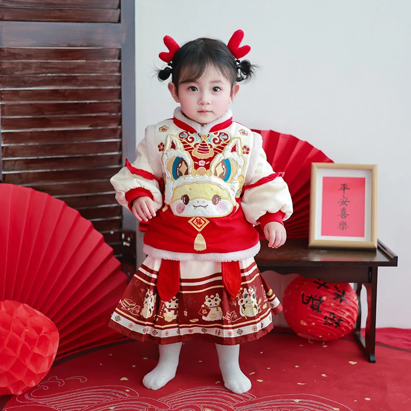 Baby Girls Winter New Year Clothes Sets Children Costume Kids Outfits Toddler Top and Bottom Red Clothing Skirt Loungewear Suit