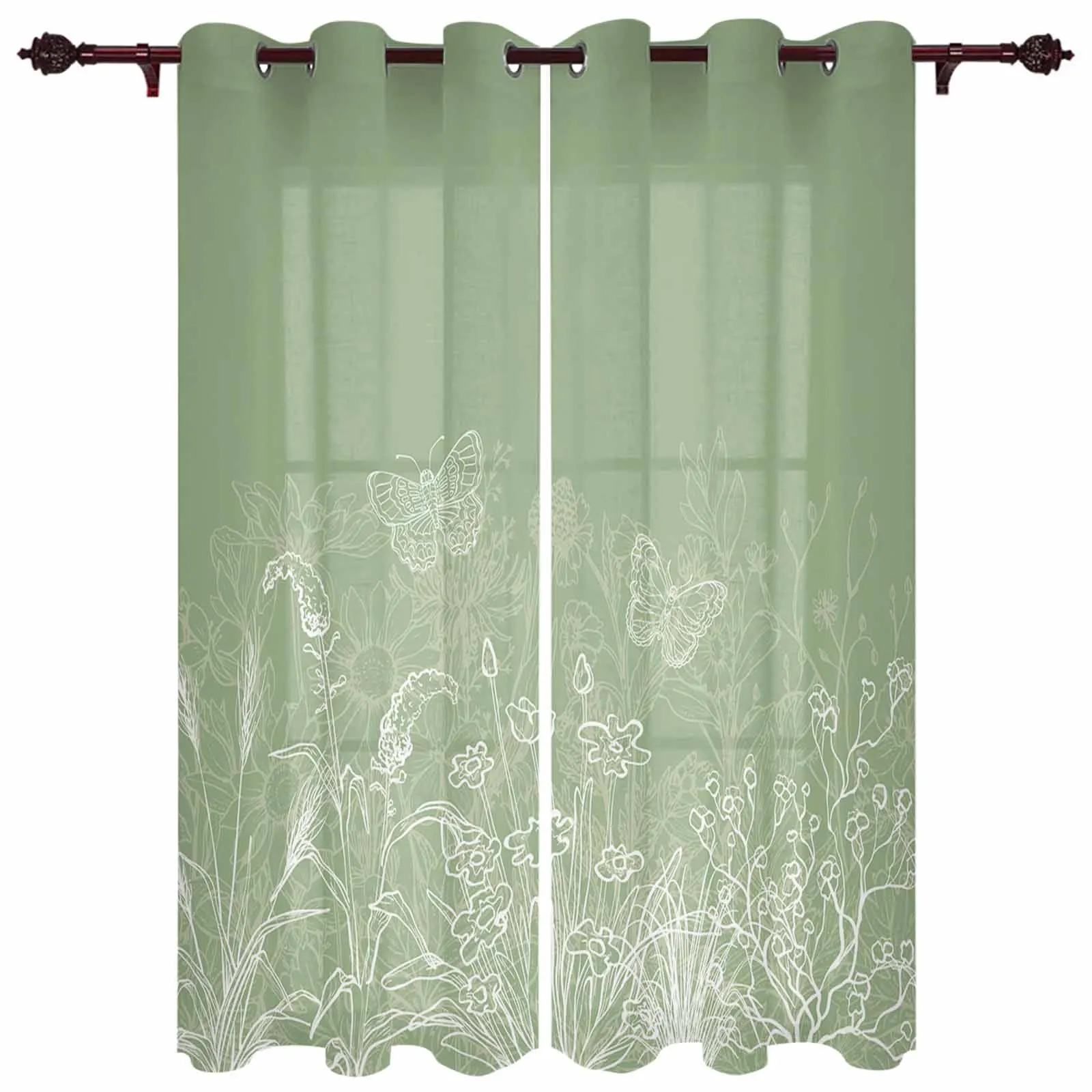 Minimalist Flower Hand Drawn Modern Window Curtains for Living Room Bedroom Curtain Home Decor Balcony Drapes