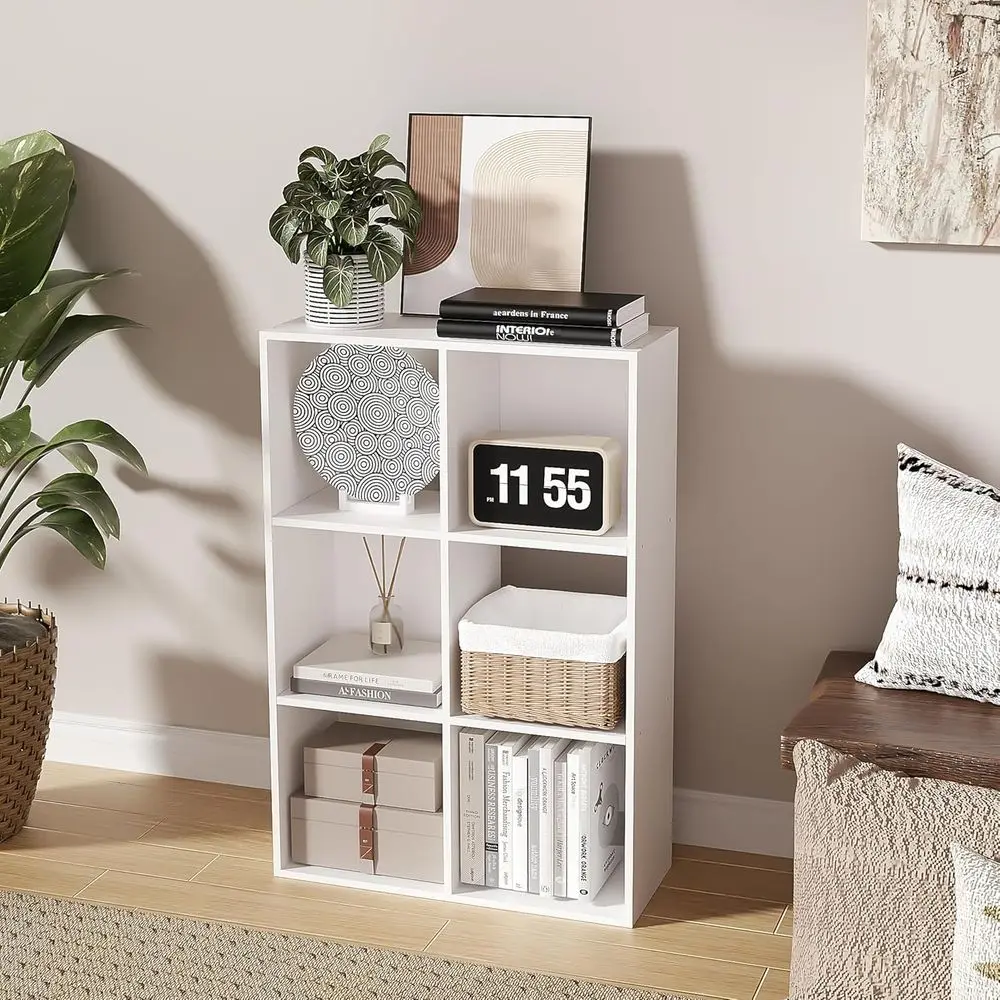 

6-Cube Storage Organizer,DIY Open Back Bookshel,High HardnWood Cubby Bookcase or Home Oice Bedroom Living Room,Tall Shel or Book