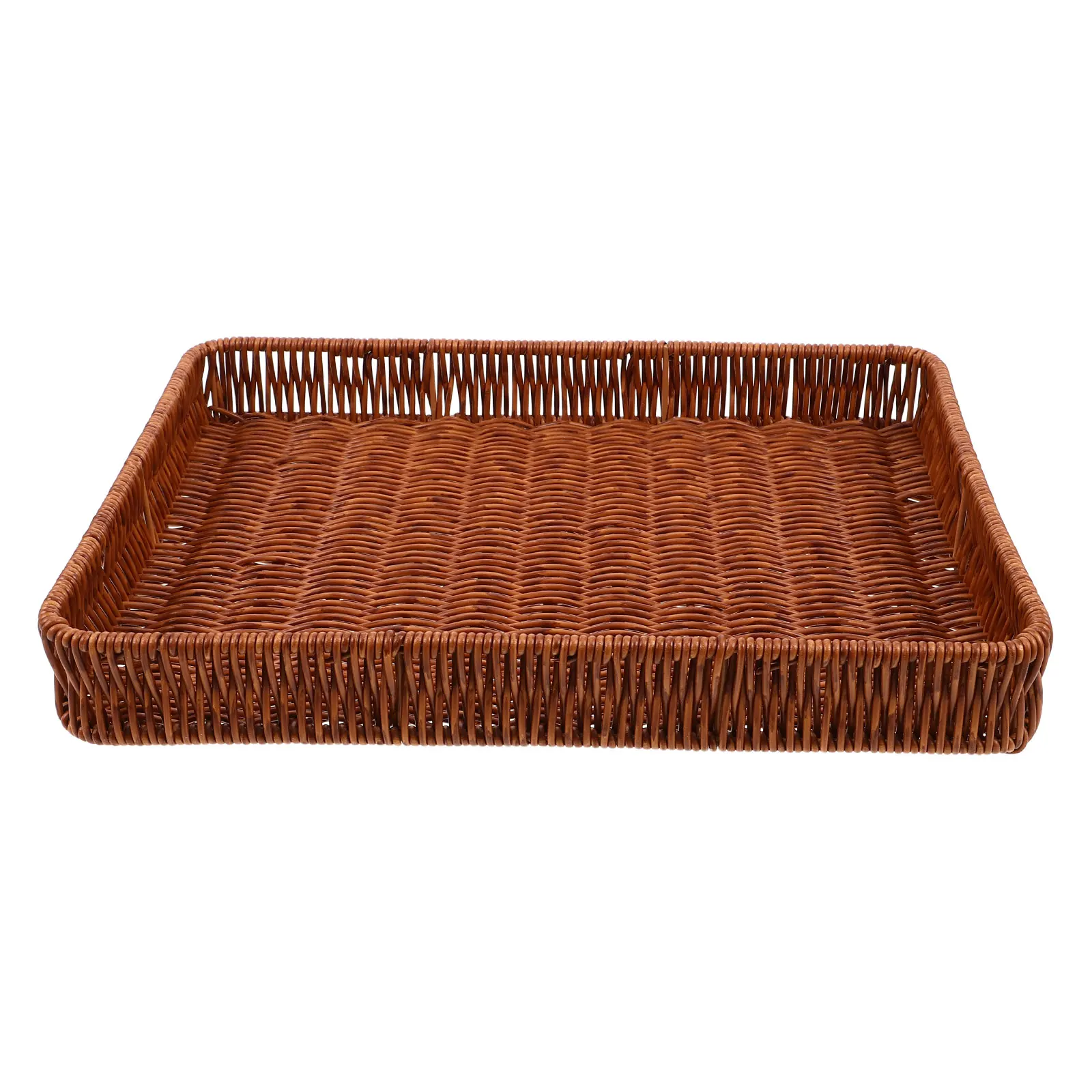 

Handwoven Multipurpose Woven Snack Fruit Storage Basket Countertop Display Tray for Kitchen Farmers Market Lightweight
