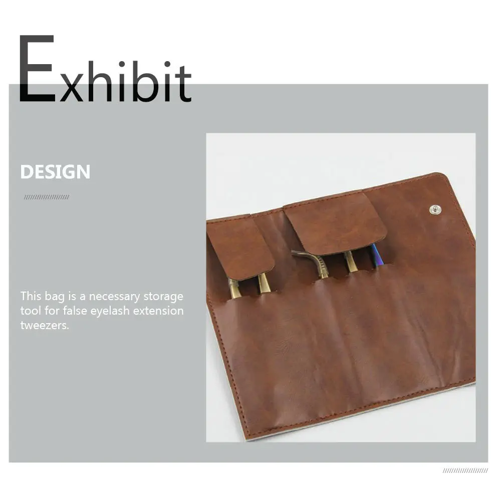 1Pcs Eyelash Tweezers PU Storage Bag Wear-Resistant Organizer Large Capacity Compact Case for Eyelash Extension Tools Makeup