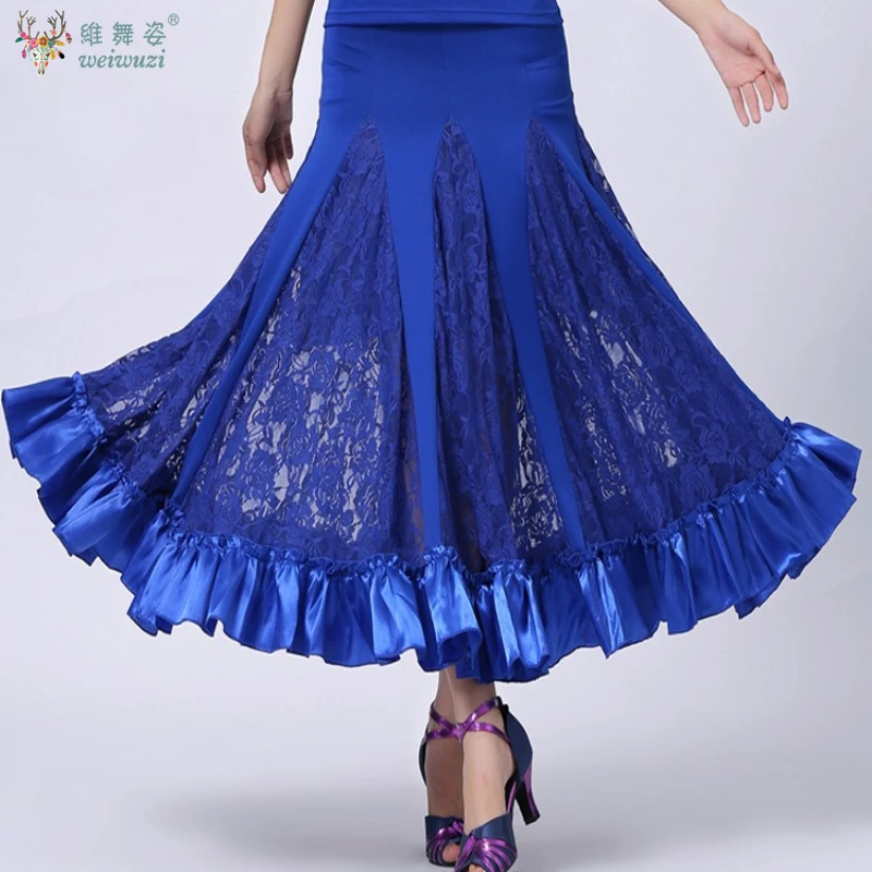 Traje de competición de Danza moderna de Tango para mujer, falda de baile de salón de vals Flamenco, falda larga española de Swing grande clásica