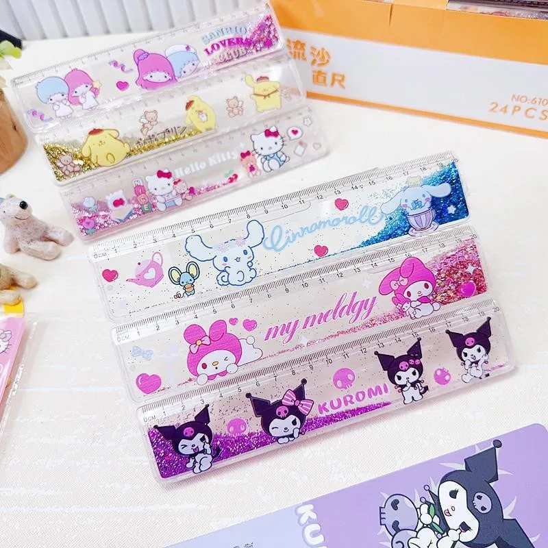 

for Kuromi My Melody New Trendy Quicksand Ruler Is Sweet and Oiling Ruler Melody Gift Student Exam Grid Ruler