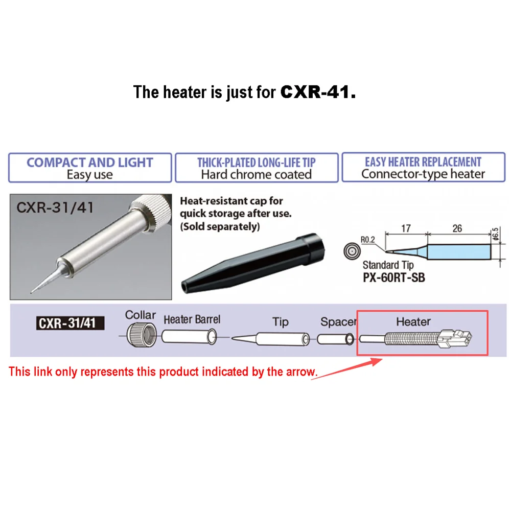 Japan GOOT CXR-41H Heater Replacement Heating Element for 220-230V CXR-41 Soldering Iron Tools Part