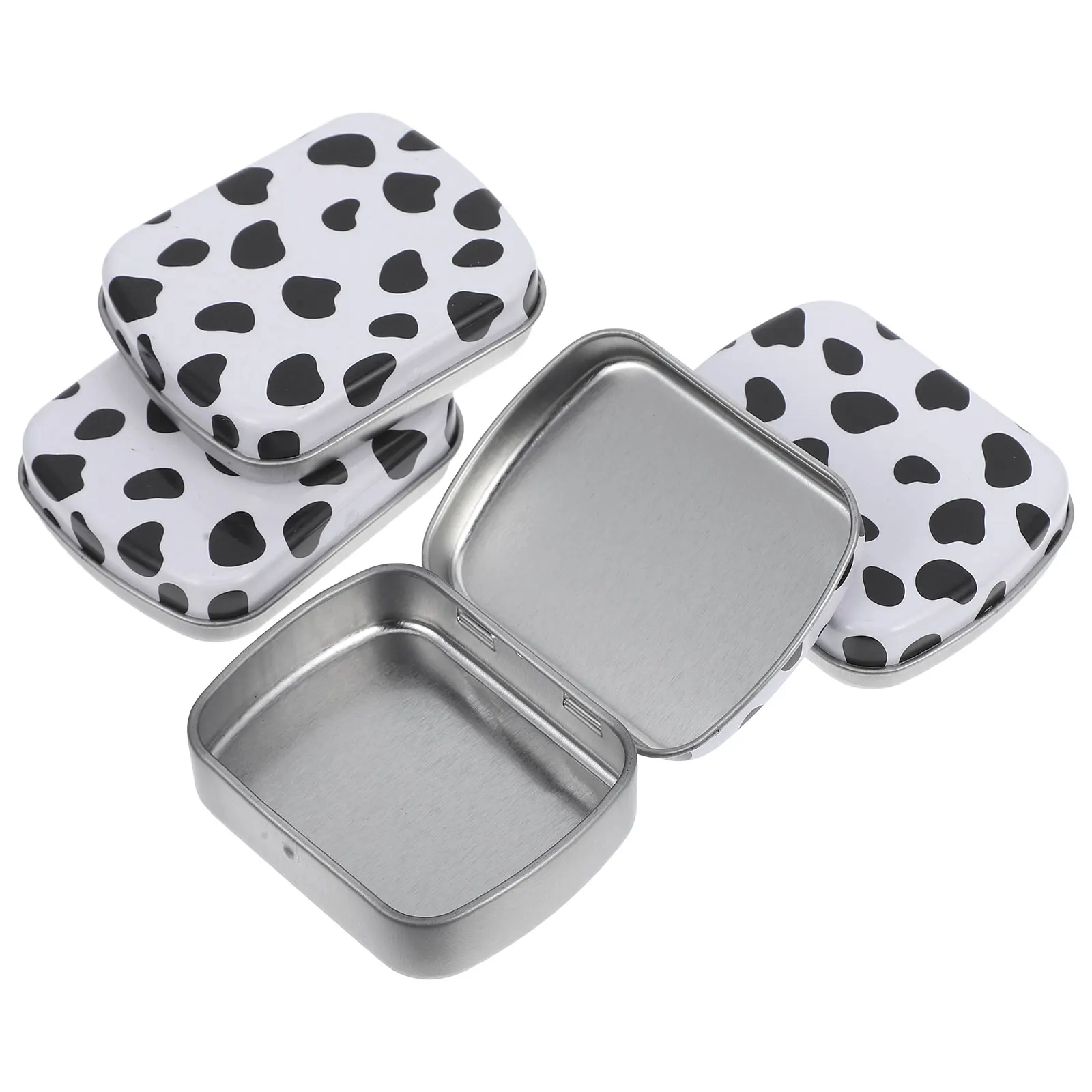 

4pcs Box Tinplate Elegant Smooth Desk Size Quantity Easy Share Wide Application Small Items Accessories