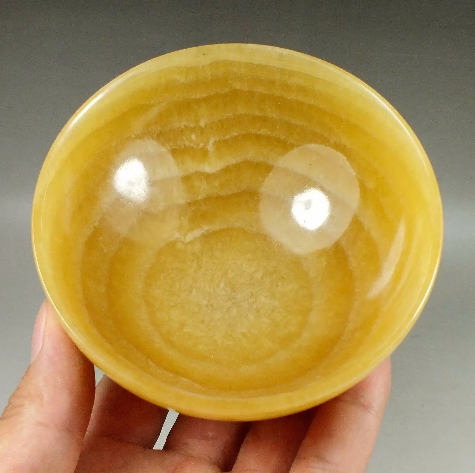 Beautiful Chinese Yellow Jade Hand-carved Topaz Bowl Jade Cup